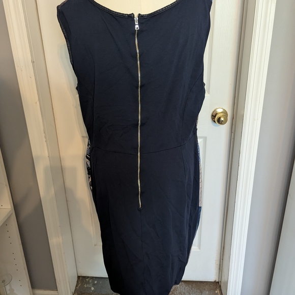 ABS Allen Schwartz Blue and Black Patterned Dress - Picture 2 of 4